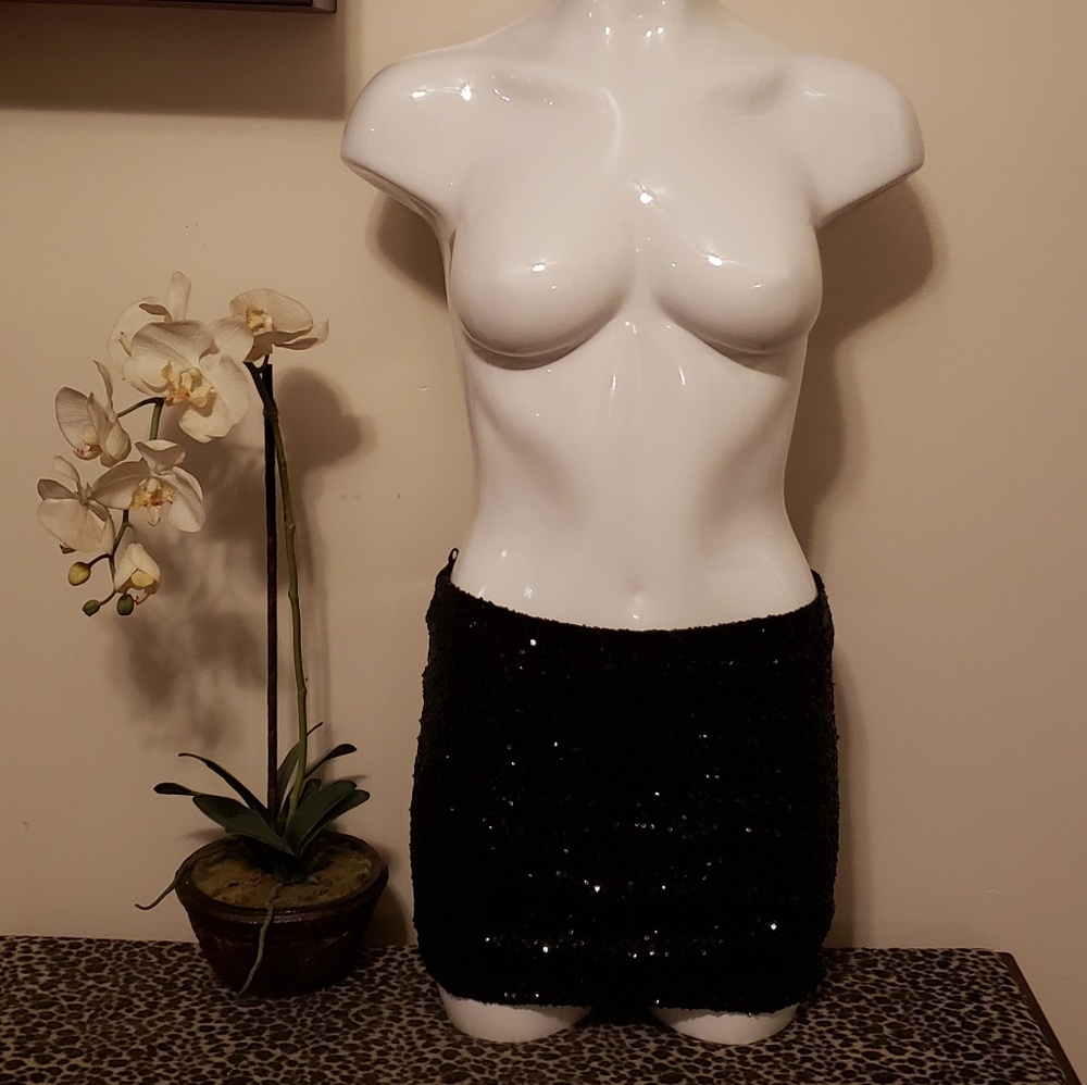 Black Sequined Skirt
